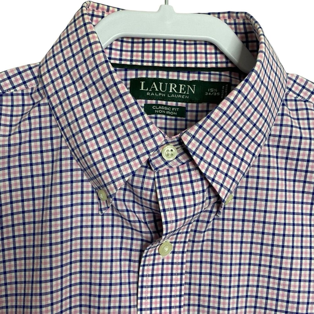 Ralph Lauren Dress Shirt Mens 15.5 34/35 Button Down Non Iron Preppy L/S LRL